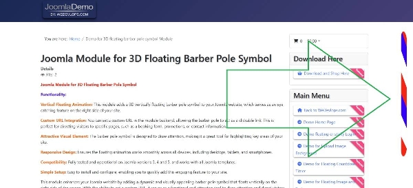 Joomla 3D Floating Barber Pole Symbol Extension