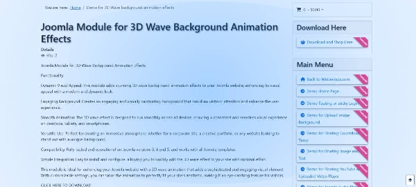 Joomla 3D Wave Background Animation Effects Extension