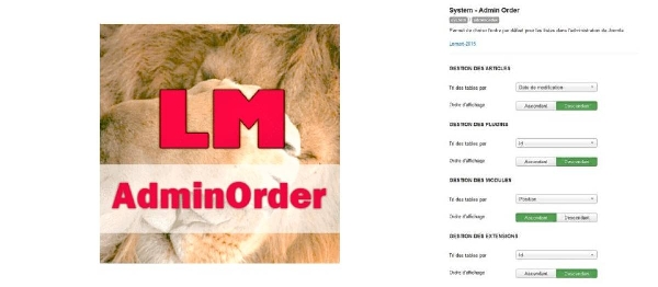Joomla AdminOrder Extension