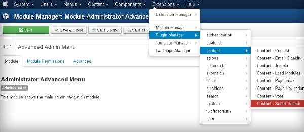 Joomla Advanced Admin Menu Extension