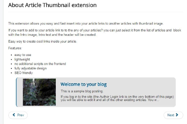 Joomla Article Thumbnail Button Extension