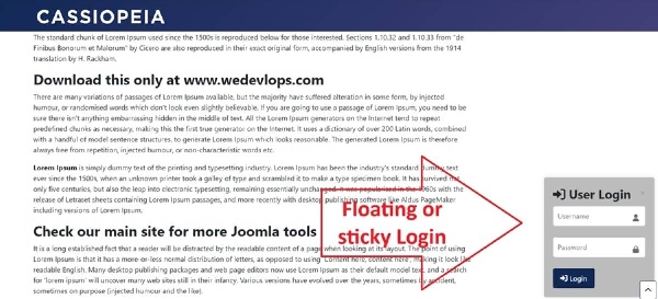 Joomla Floating Or Sticky Login Extension