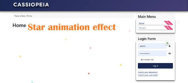 Joomla Floating Stars With Random Colors Animation Extension