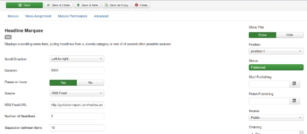 Joomla Headline Marquee Extension