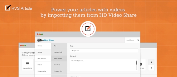 Joomla HVS Article For HDVideoShare Extension