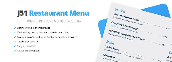 Joomla J51 Restaurant Menu Extension