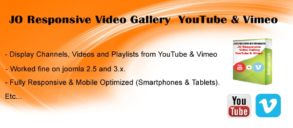 Joomla JO Responsive Video Gallery YouTube & Vimeo  Extension