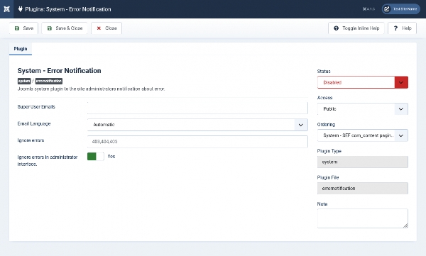 Joomla Joomla Error Notification Extension