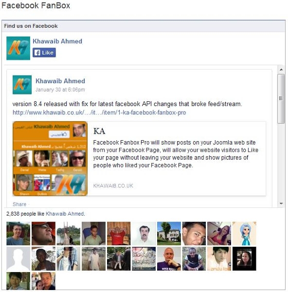 Joomla KA Facebook Like Box Extension