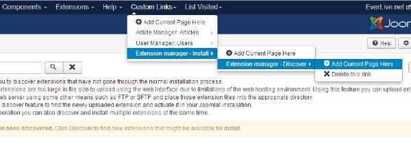 Joomla Last Visited & Custom Links For Admin - Pro Extension