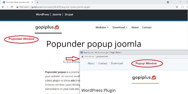 Joomla Popunder Popup Extension