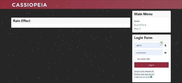 Joomla Rain Effect Display Animation Extension