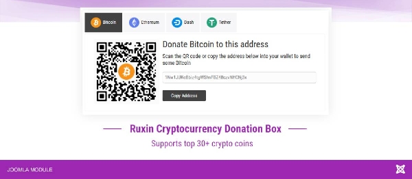 Joomla Ruxin Cryptocurrency Donation Box Extension