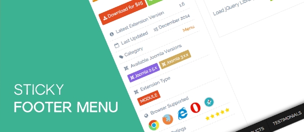 Joomla Sticky Footer Menu Extension