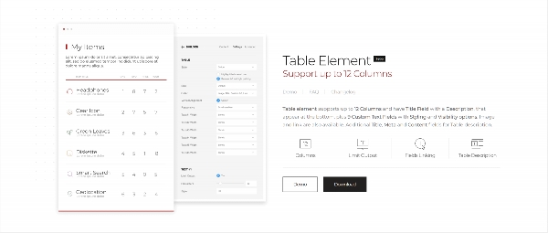 Joomla Table 9 Element For Yootheme Pro Extension