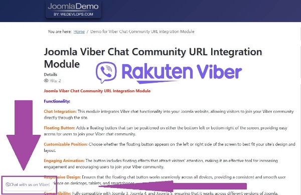 Joomla Viber Chat Community URL Integration Extension