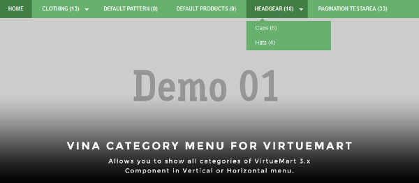 Joomla Vina Category Menu For VirtueMart Extension