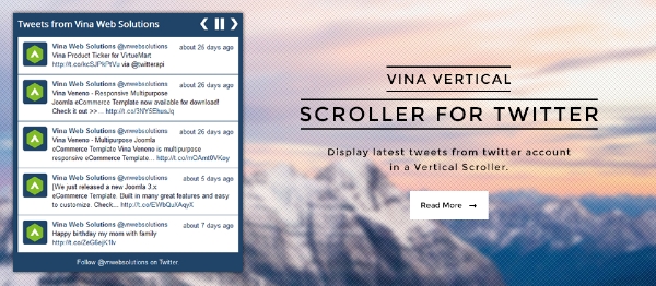 Joomla Vina Vertical Scroller For Twitter Extension