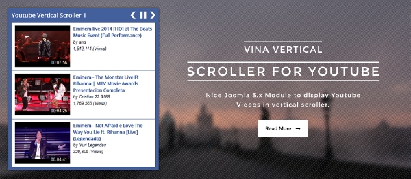 Joomla Vina Vertical Scroller For Youtube Extension