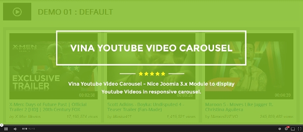 Joomla Vina Youtube Video Carousel Extension