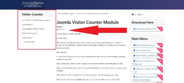 Joomla Visitor Counter Extension