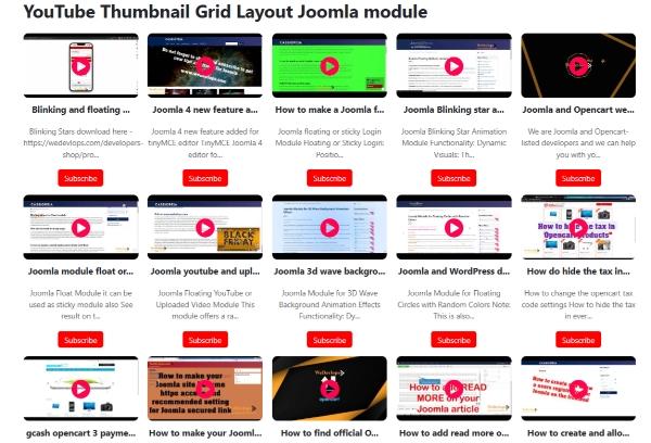 Joomla YouTube Video Thumbnail Grid Layout Extension